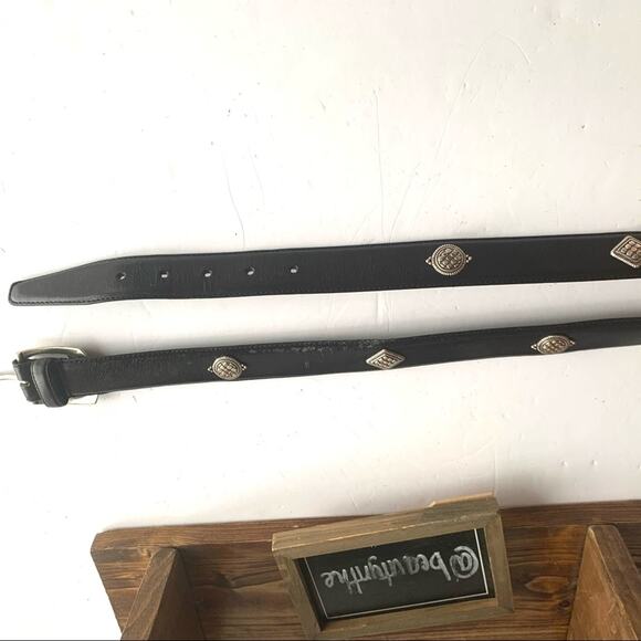 Fossil black leather with boho silver grommets belt - Picture 10 of 13